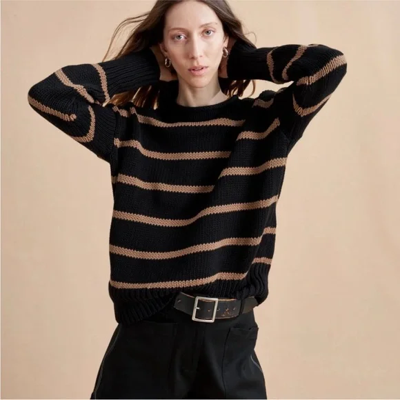 NEW La Ligne Marina Sweater. Black/Tan. S. NWT.
